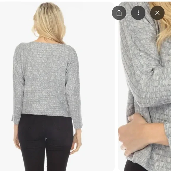 Calme by Johnny Was Grey Dolman Sleeves Cozy Top. Size S MA3 - Picture 6 of 9
